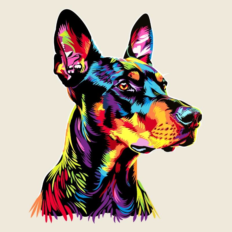 Doberman chien couleurs vives Pop Art Dobermans
