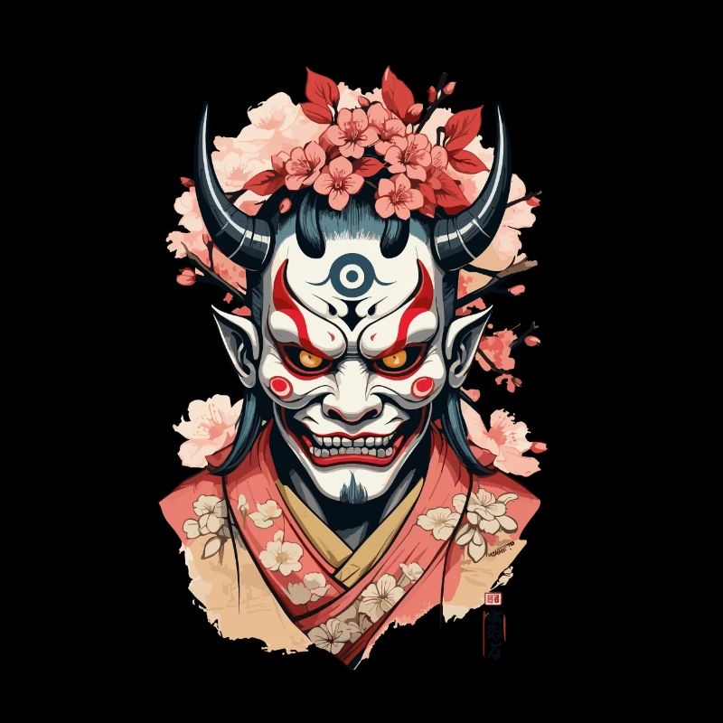 Oni Démon Masque Samouraï Esthétique Yokai