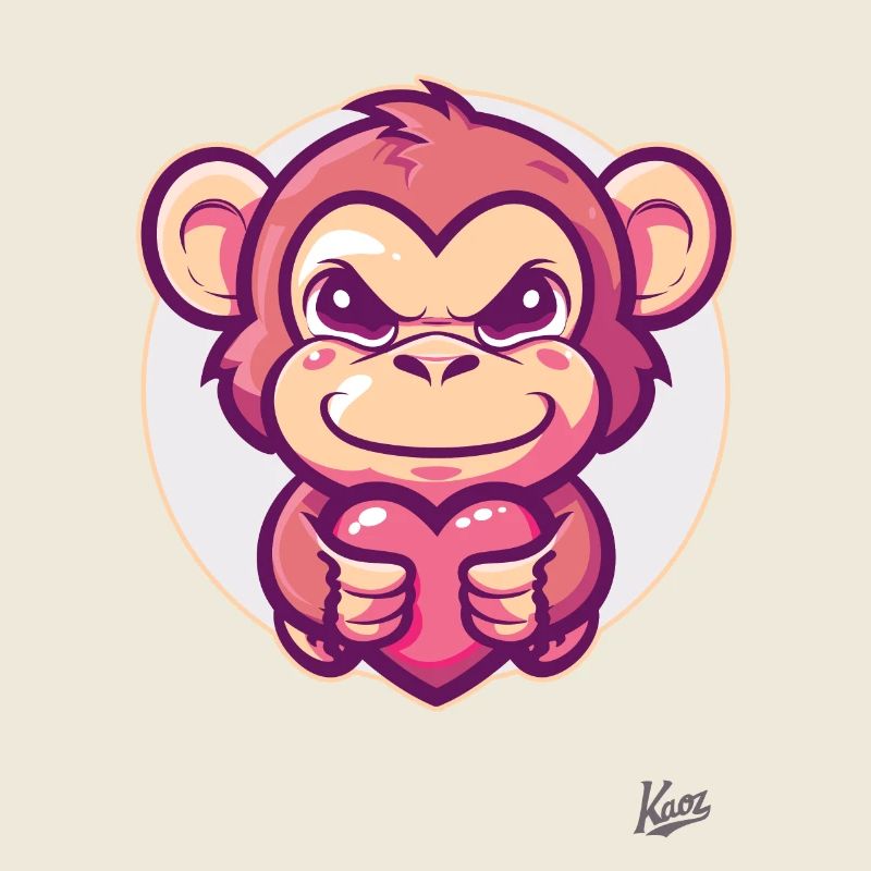 Singe mignon avec du cœur et de l’amour