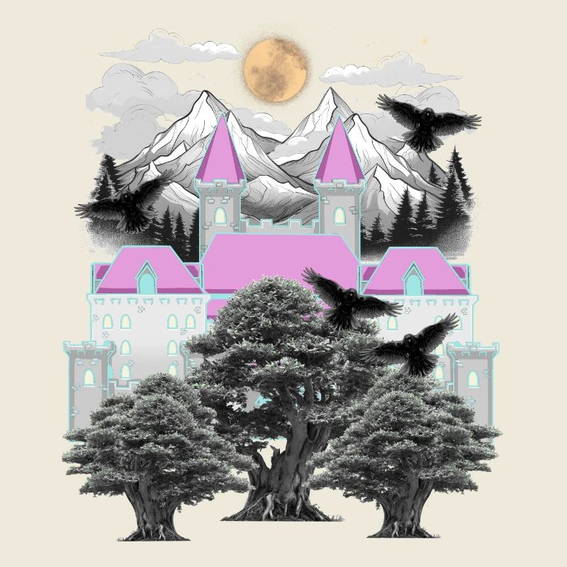 Mittelalter Schloss Märchen mystisch Raben Krähen