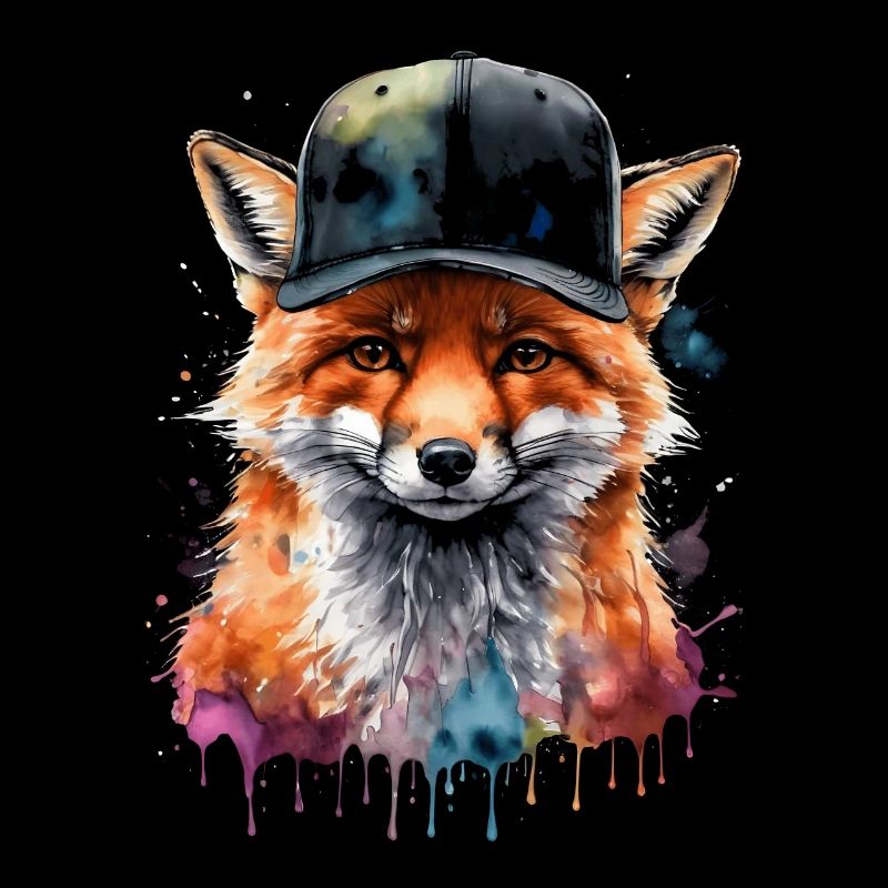 Fox Snapback Cap Cool Animal Design Print