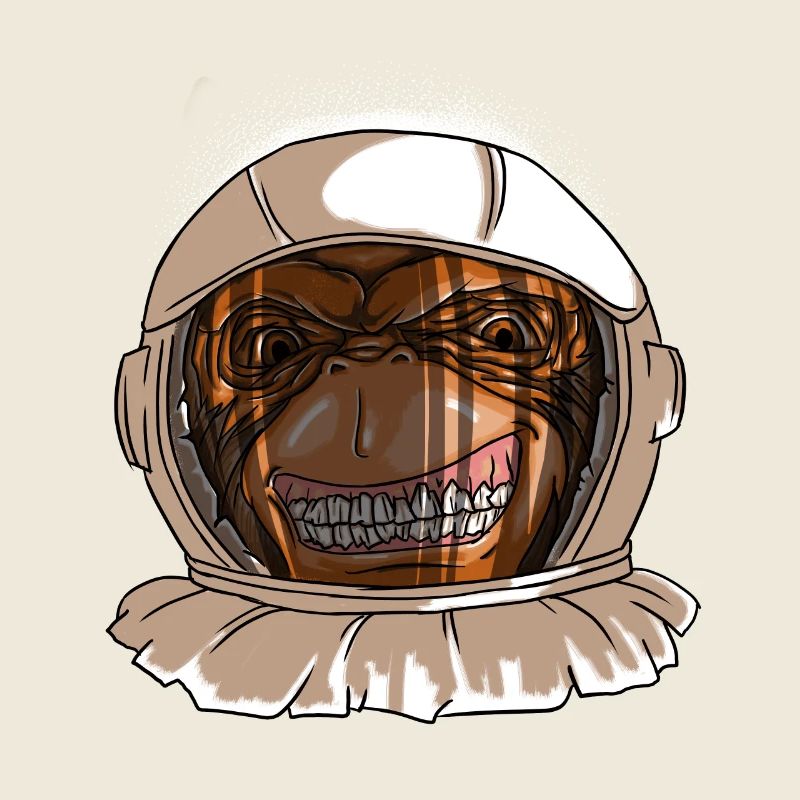 Astronaut Monkey Head Funny Smiling Space Monkey