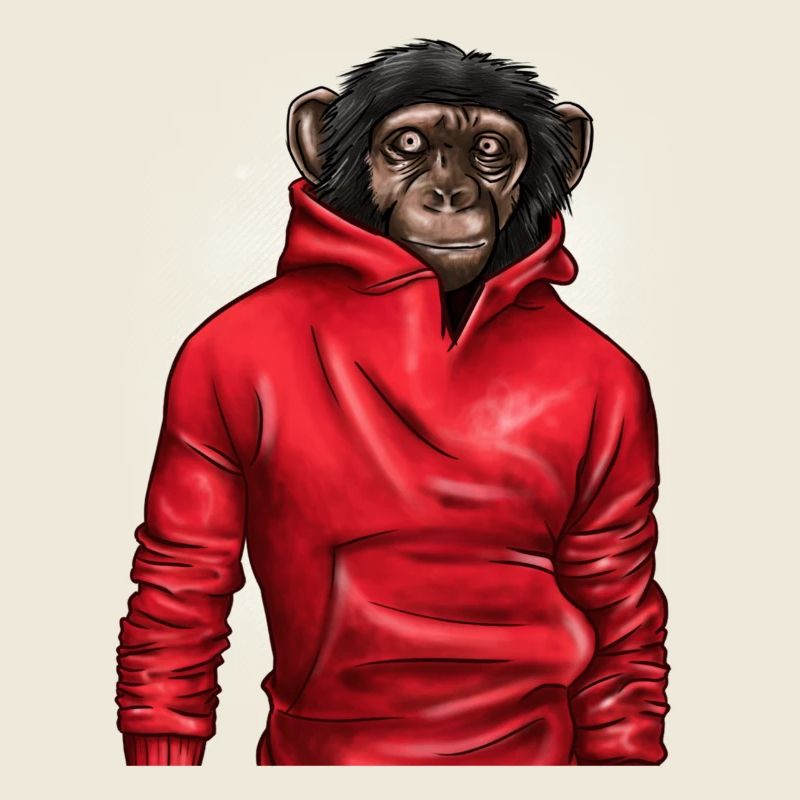 Affe trägt einen roten Kapuzenpullover Tierliebhaber Grafik