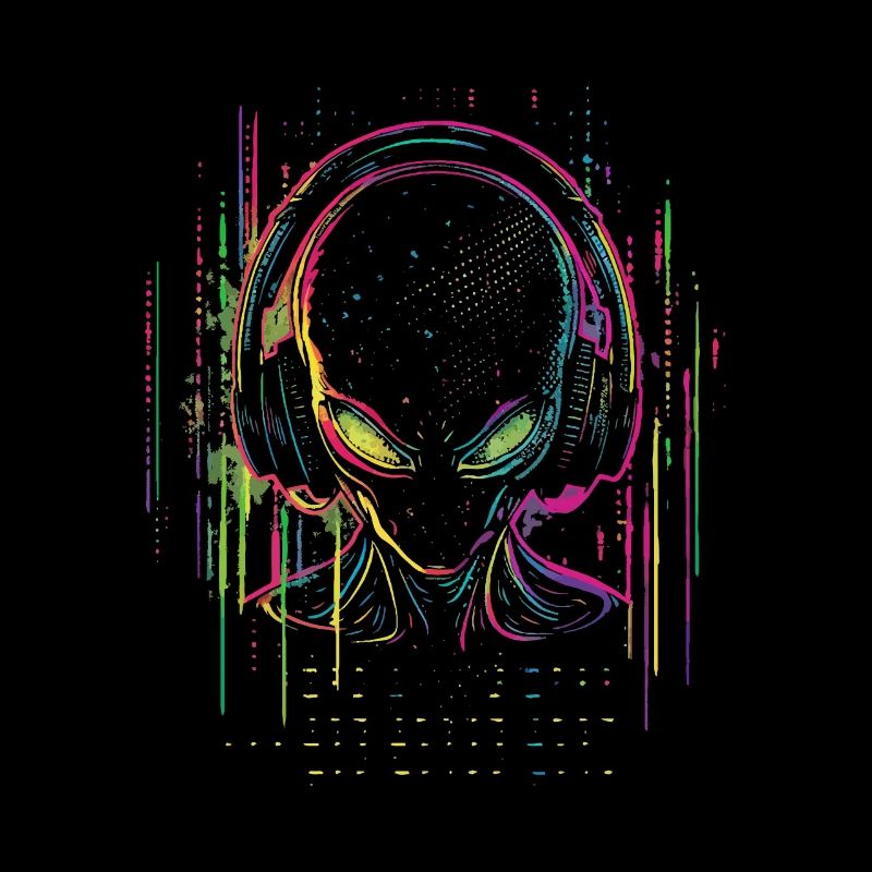 Festival DJ Alien avec casque Alien UFO