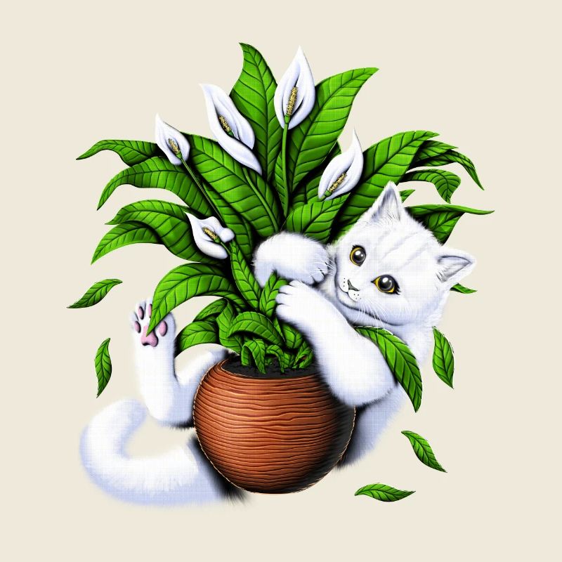 Cat and House Plants