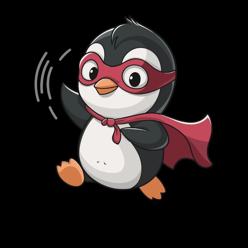Mignon pingouin super-héros avec cape