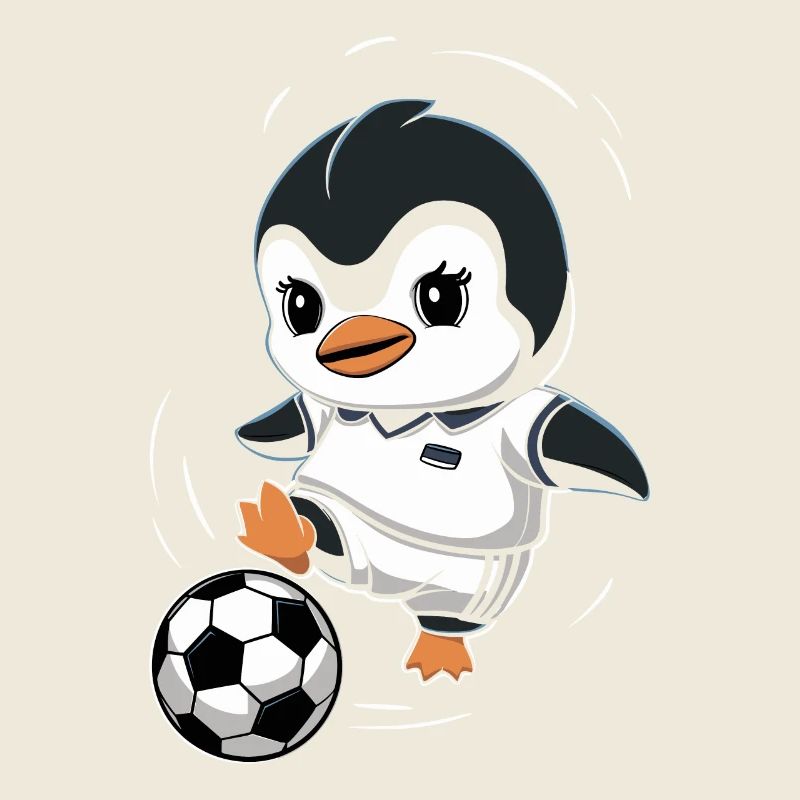 Penguin Soccer Player Cartoon