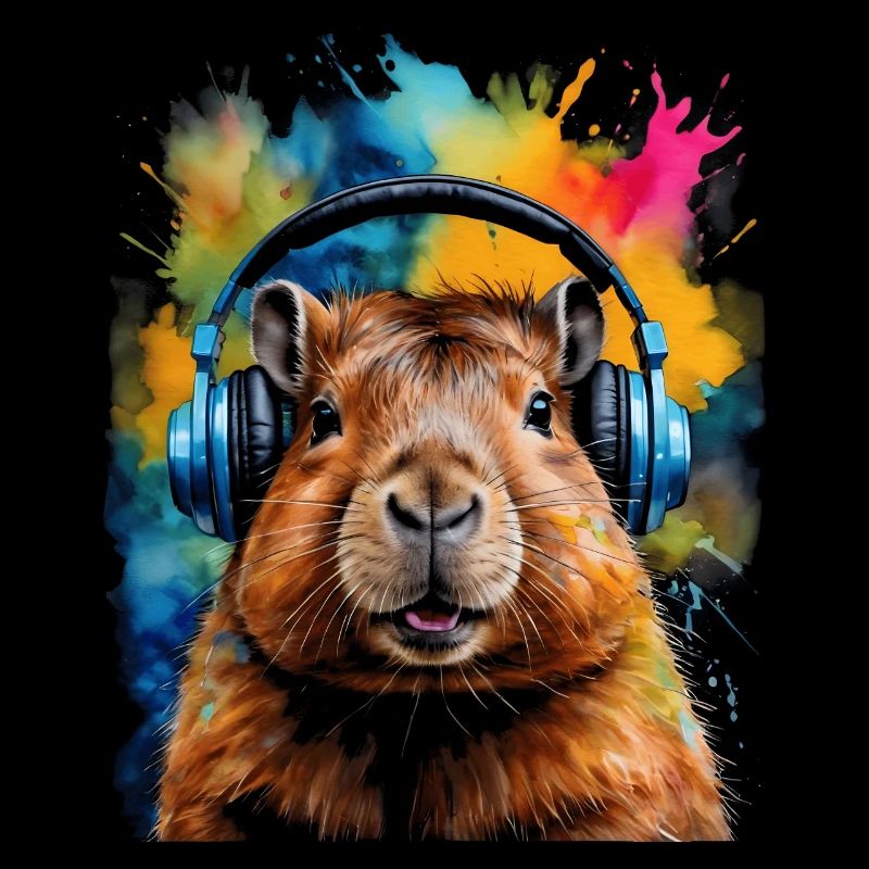Capybara Kopfhörer Capy Bunt Tier Design Print