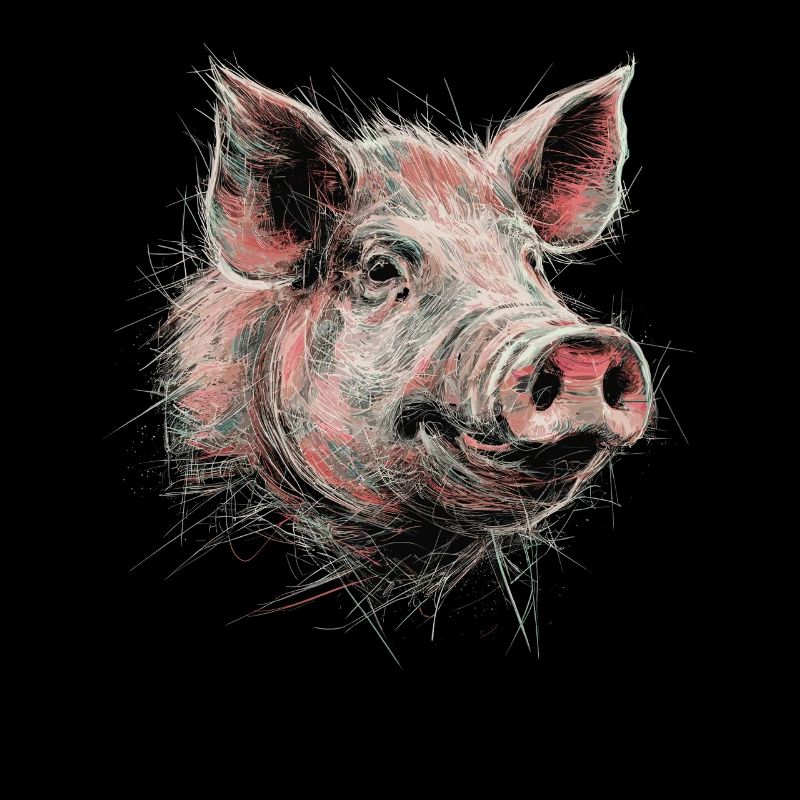 Pig Drawing Abstract Animal Artwork