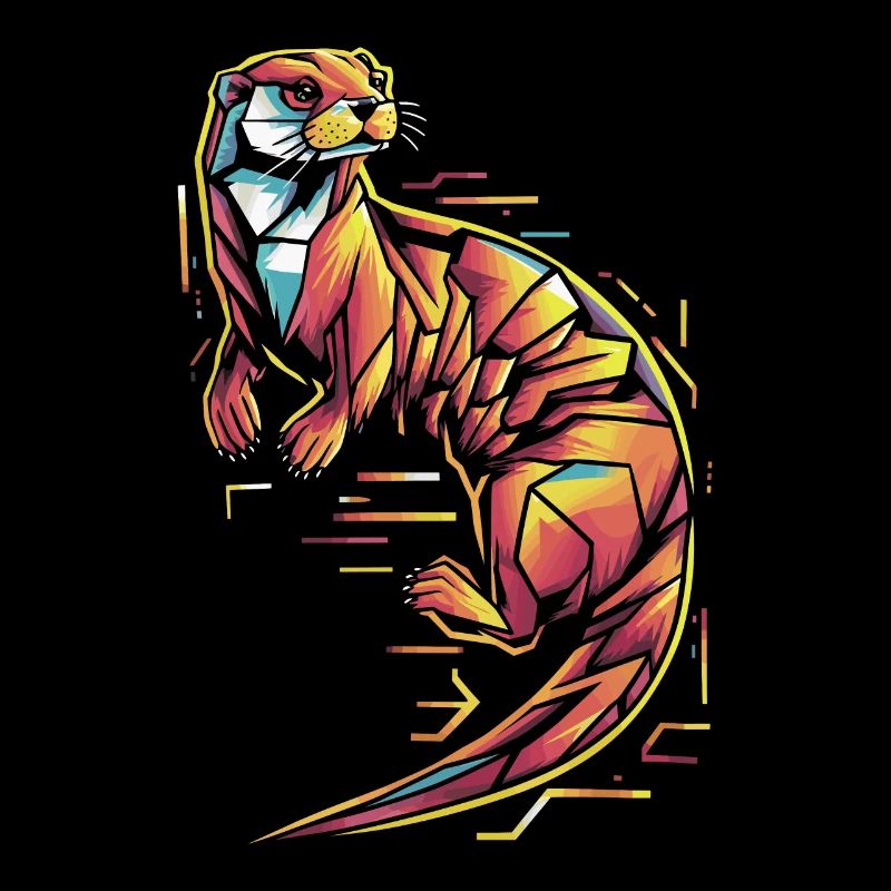 Colorful Geometric Otter Illustration