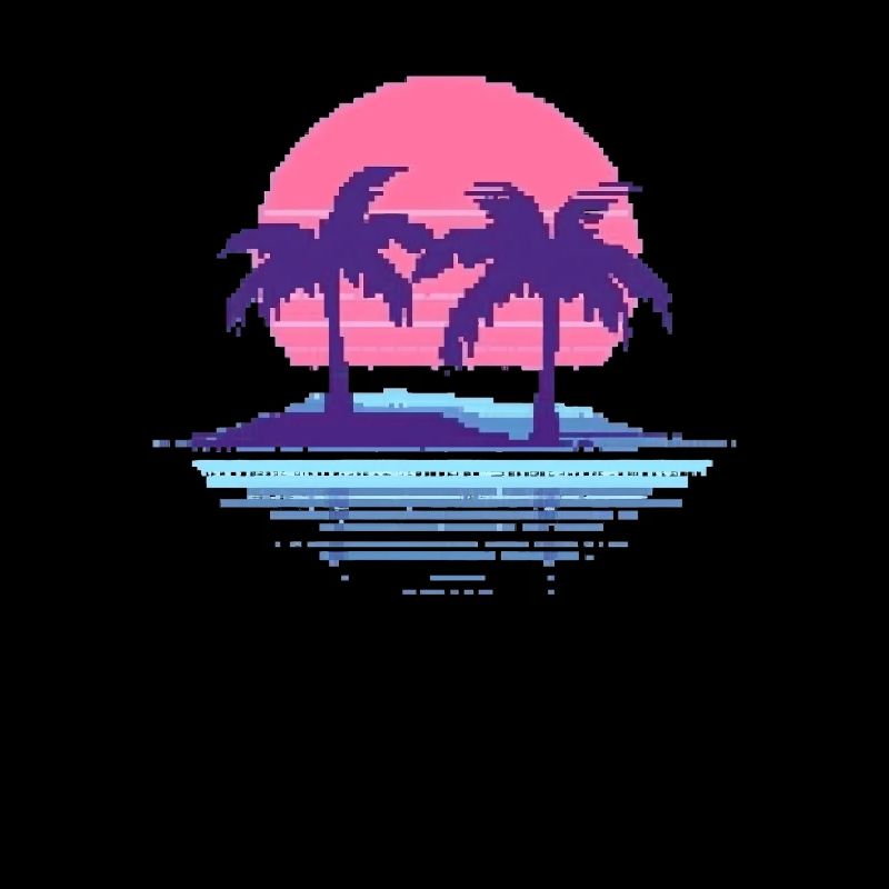 Vaporwave Synthwave Pixelart Palm Trees Retro 90s