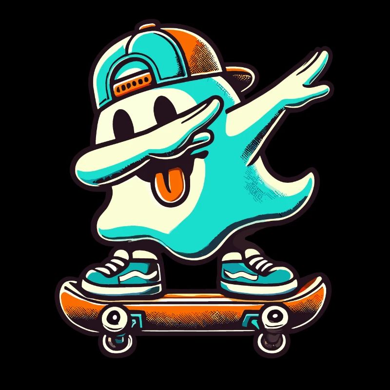 Skateboaring Dabbing Ghost Skateboard Dab