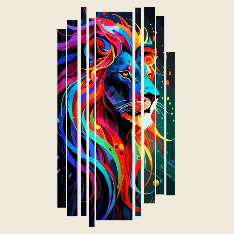 Lion Géométrique multicolore