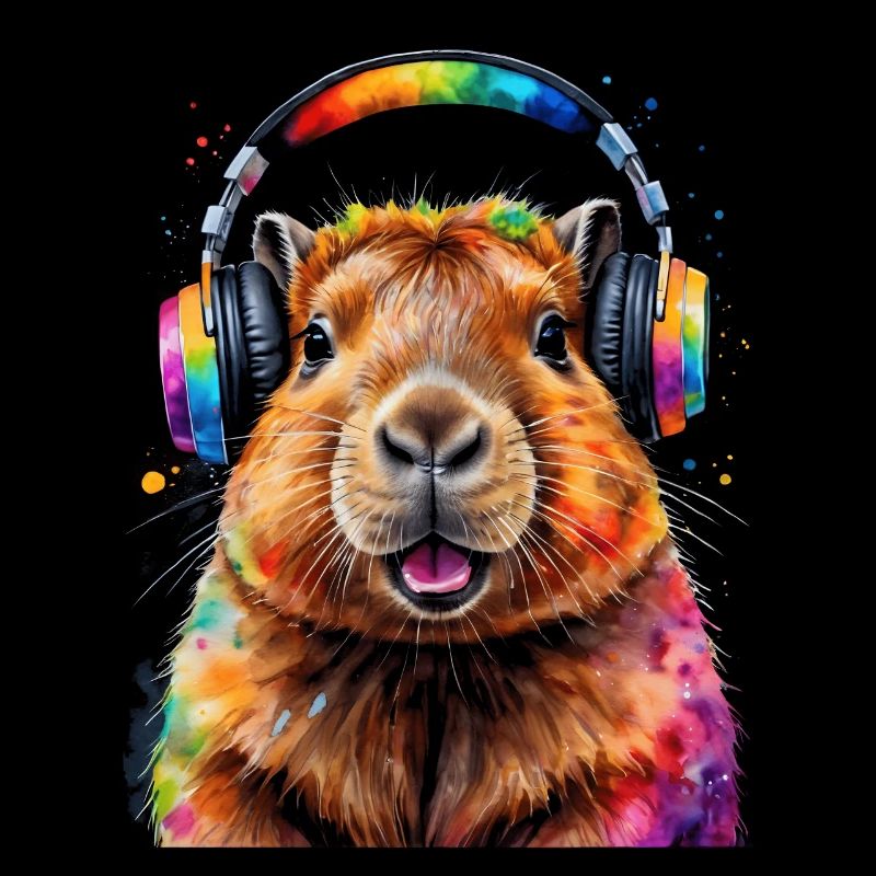 Capybara Kopfhörer Capy Bunt Tier Design Print