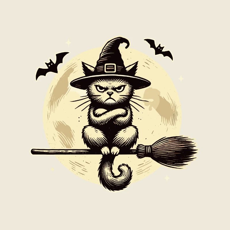 Drôle de sorcière chat magicien chat