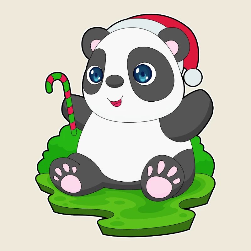 Panda Christmas Candy Cane