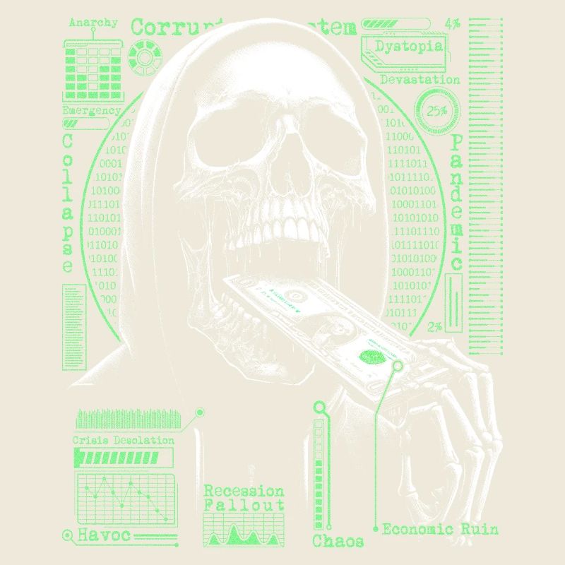 Hacker Skull Eating Dollar - Anarchy & Corruption