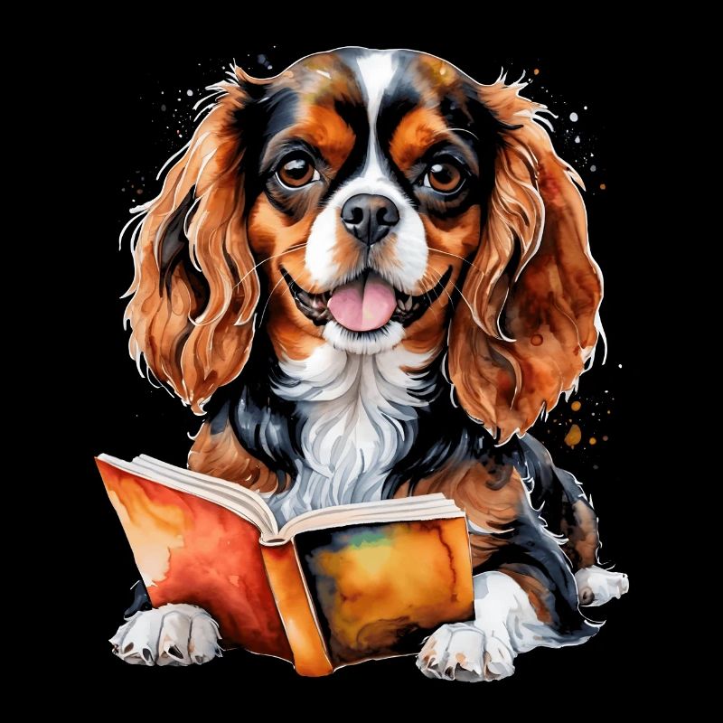 Cavalier King Charles Spaniel Lesen Buch Hund