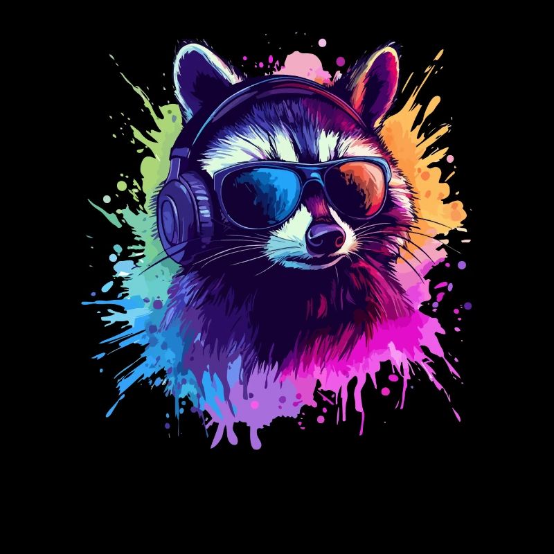 Zocker Waschbär mit Kopfhörern – Cooles Design