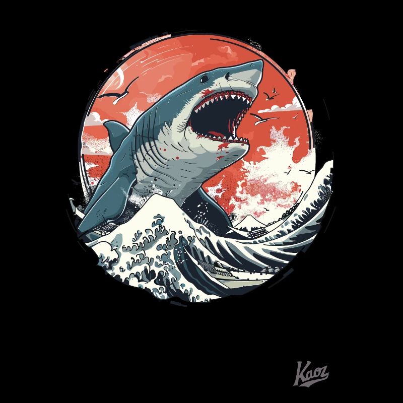 Grand requin blanc sur les vagues blanches