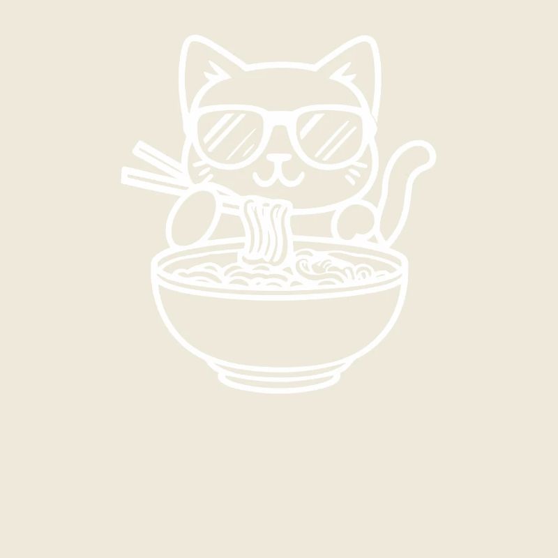 Chat avec des lunettes de soleil mangeant des nouilles