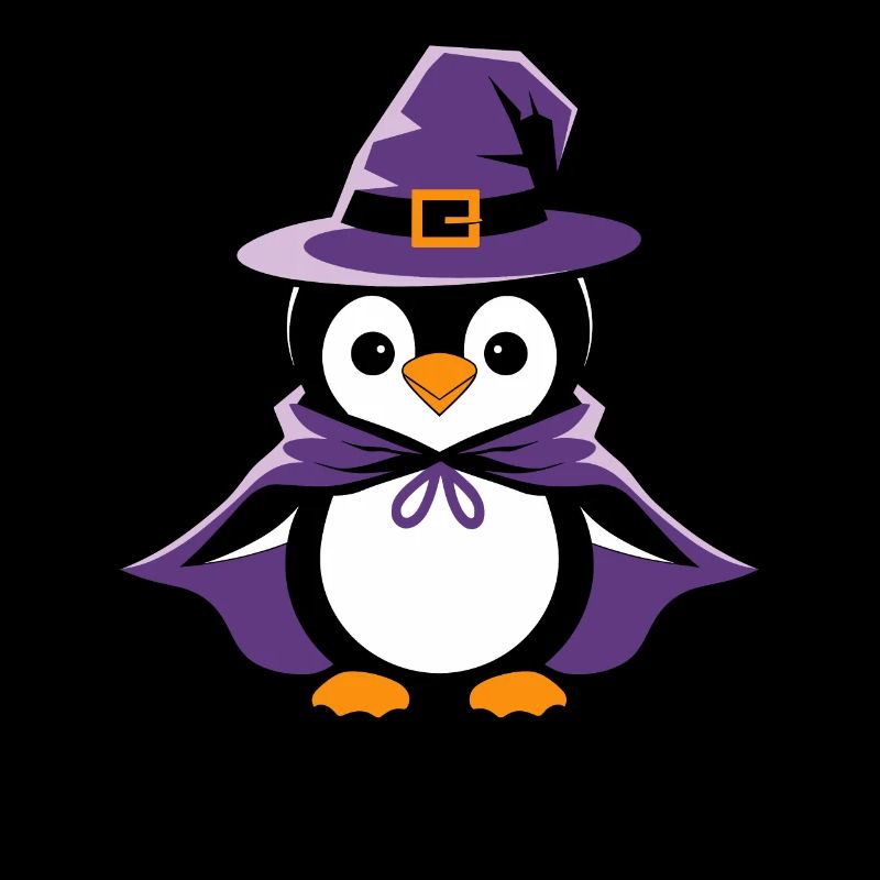 Pingouin Halloween Chapeau de sorcière et cape