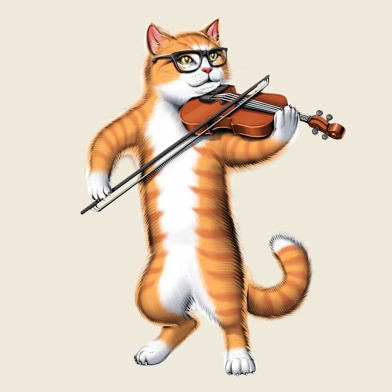 Chat jouant du violon