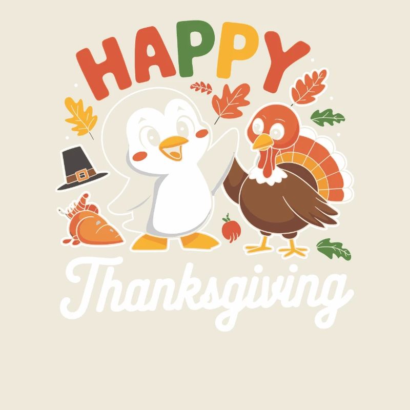 Joyeux thanksgiving pingouin avec dinde