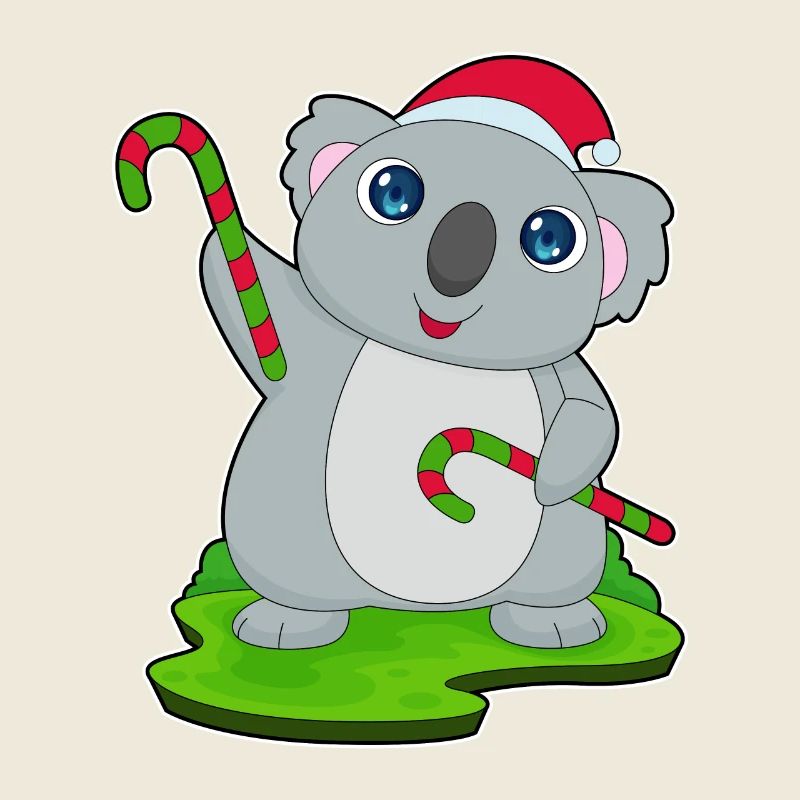 Koala Christmas candy cane