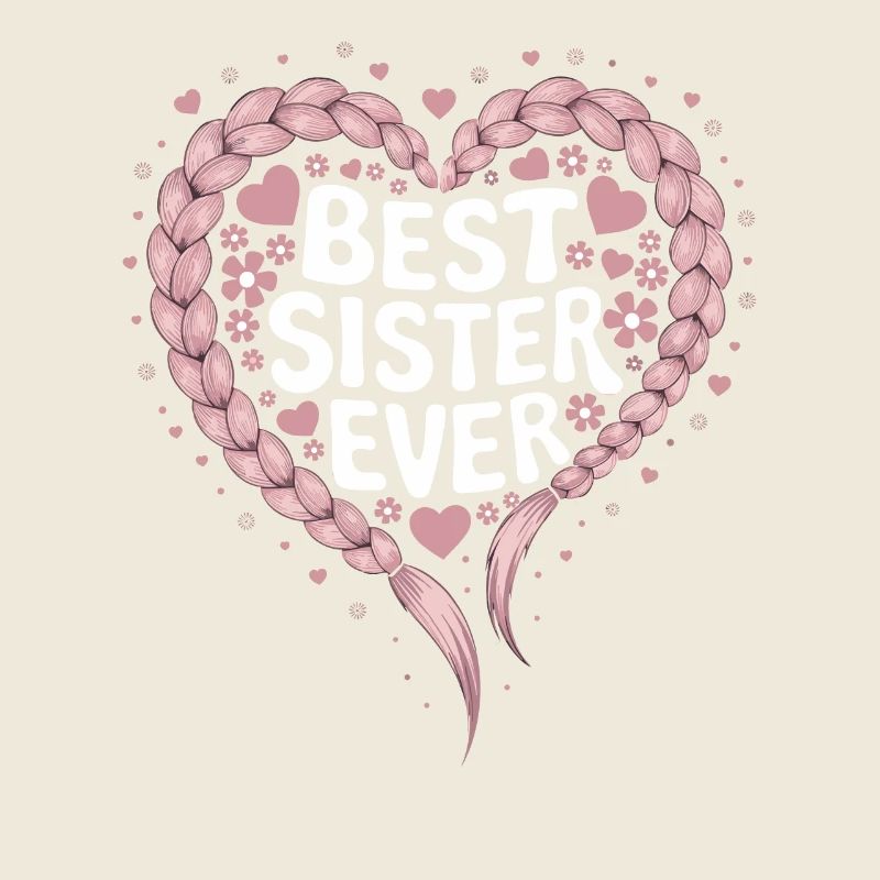 Beste Schwester Best Sister Ever Herz Zöpfe