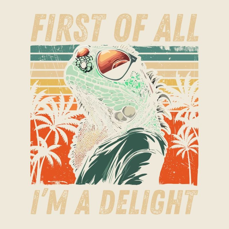 Iguane effronté - Rétro Sunset Palm Tree Design