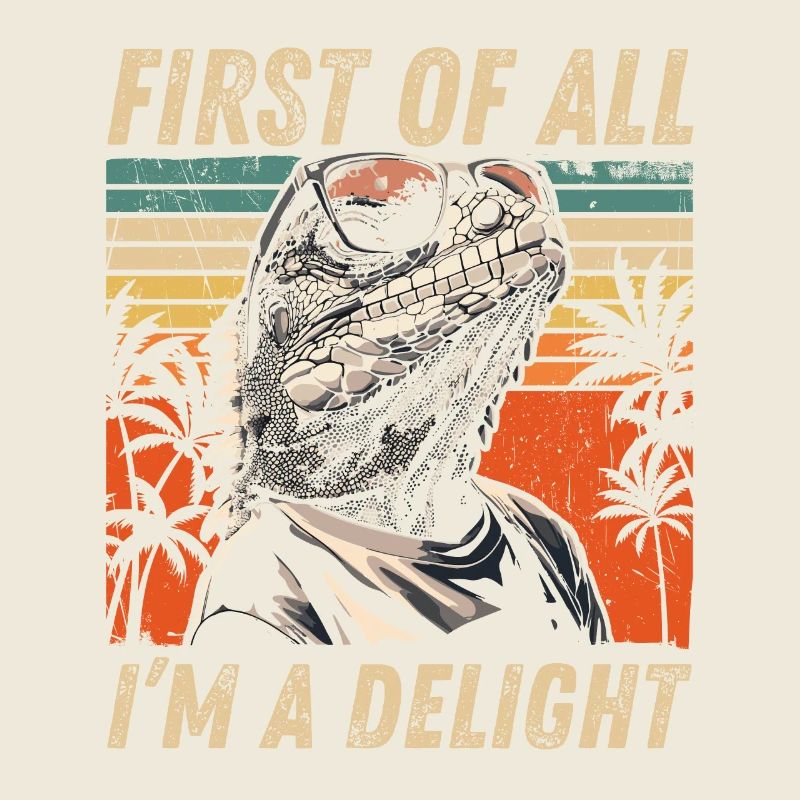 Vintage Iguana Sunset - Cooles Tier Design