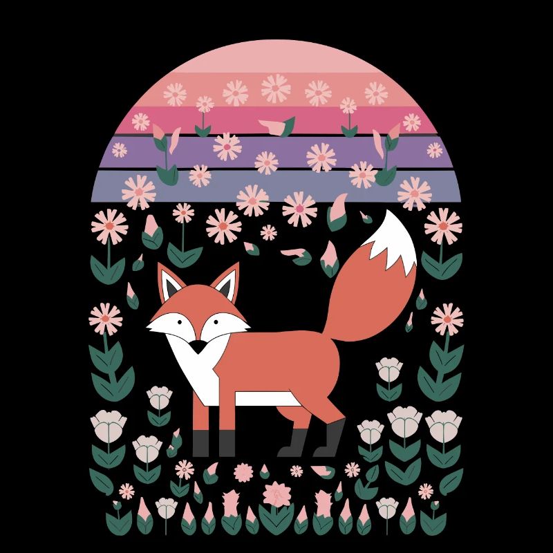 Cottagecore Renard dans le monde des fleurs