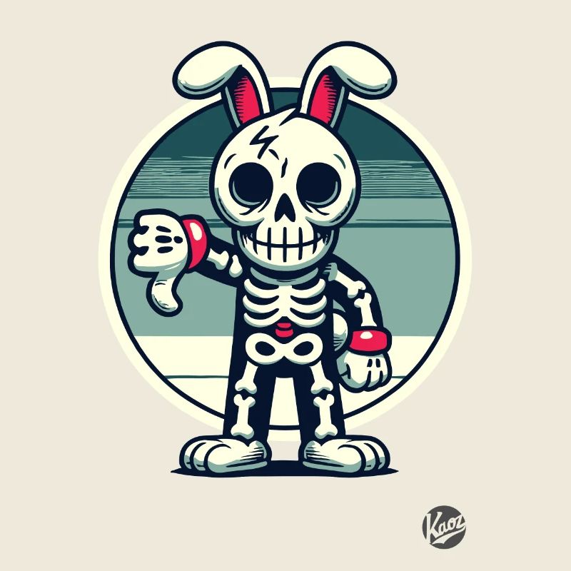 Creepy skeleton bunny with thumbs down