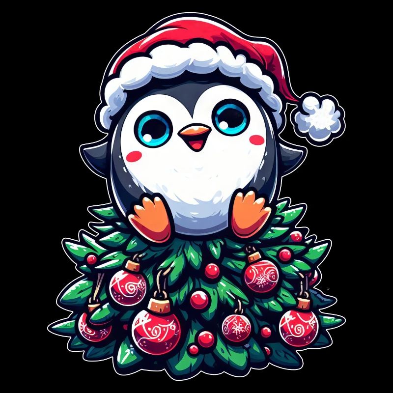 Funny Penguin Christmas Tree Whimsical