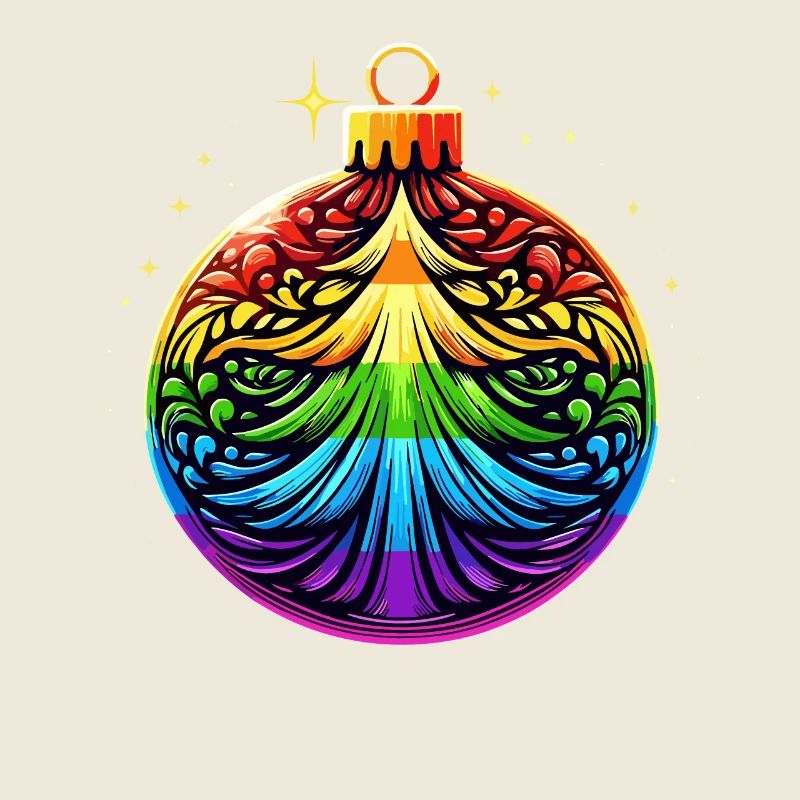 Rainbow Christmas Ball with Christmas Tree Ornament