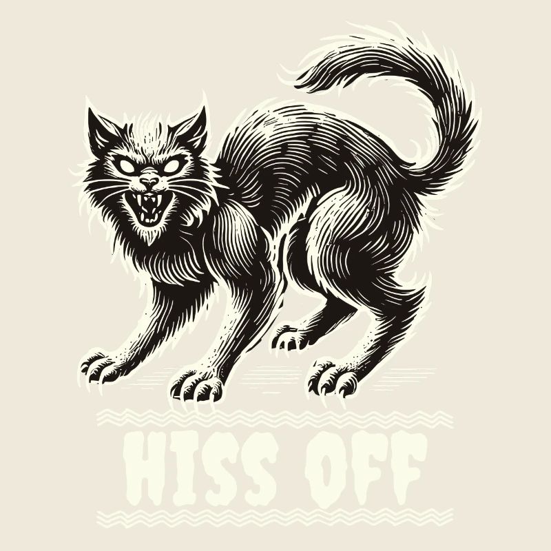 Spooky Cat Motif with Hiss Off Text