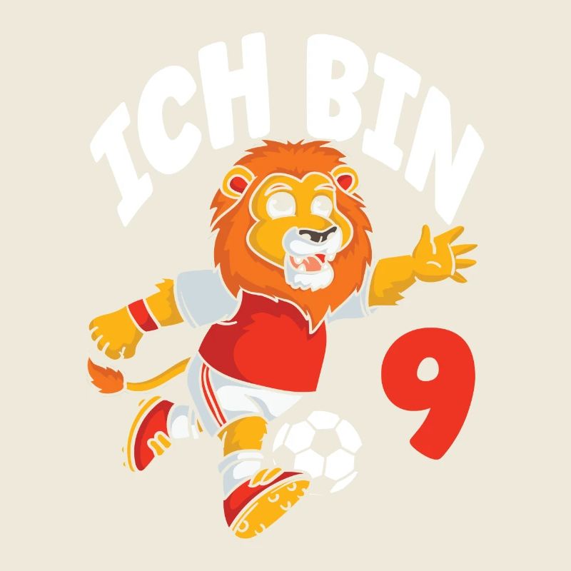 Lustiger Löwe Fußball Ich bin 9 Kindergeburtstag