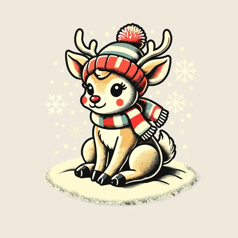 Renne mignon avec écharpe de Noël
