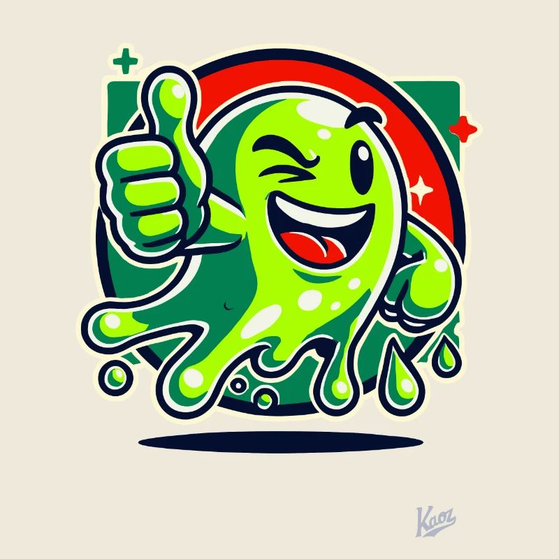 Green Slime Monster with Thumbs Up