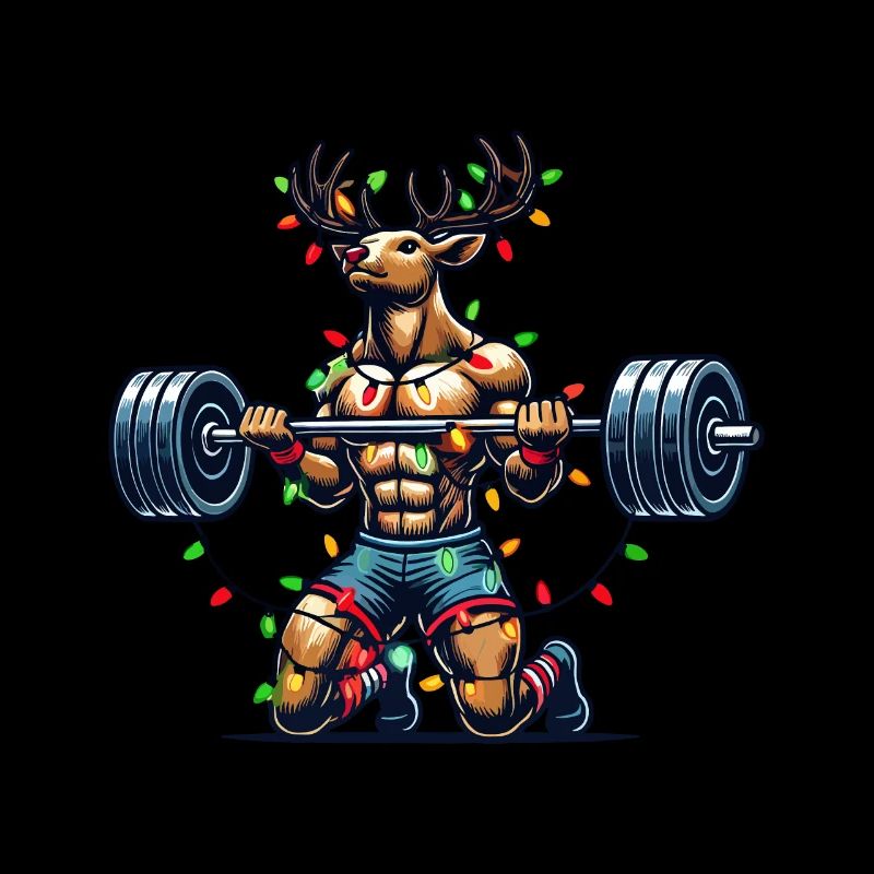 Christmas Bodybuilder Reindeer Strength