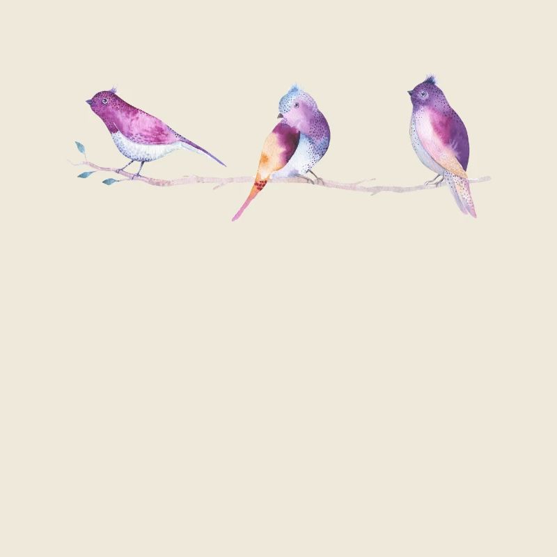 Oiseaux aquarelle sur branche Oiseaux aquarelle sur