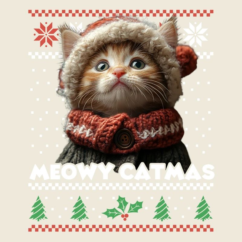Le look de Noël assorti de Meowy Catma avec chaton