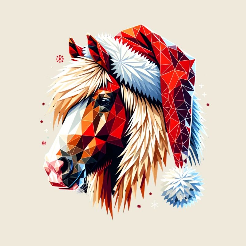 Original Polygon Kunst Haflinger Pferd Weihnachten