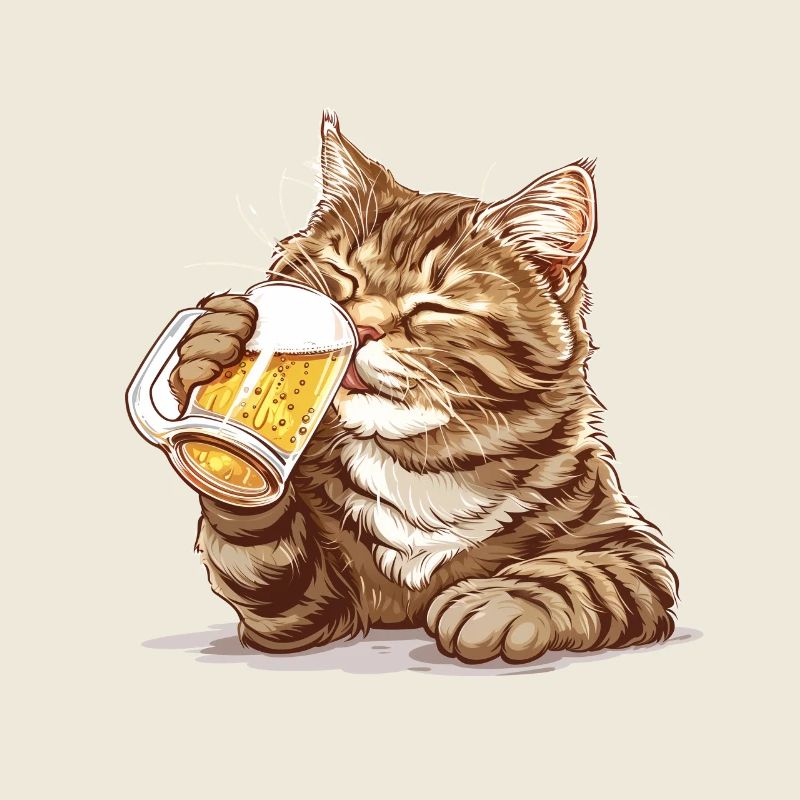 Cute Cat Drinking Beer 2