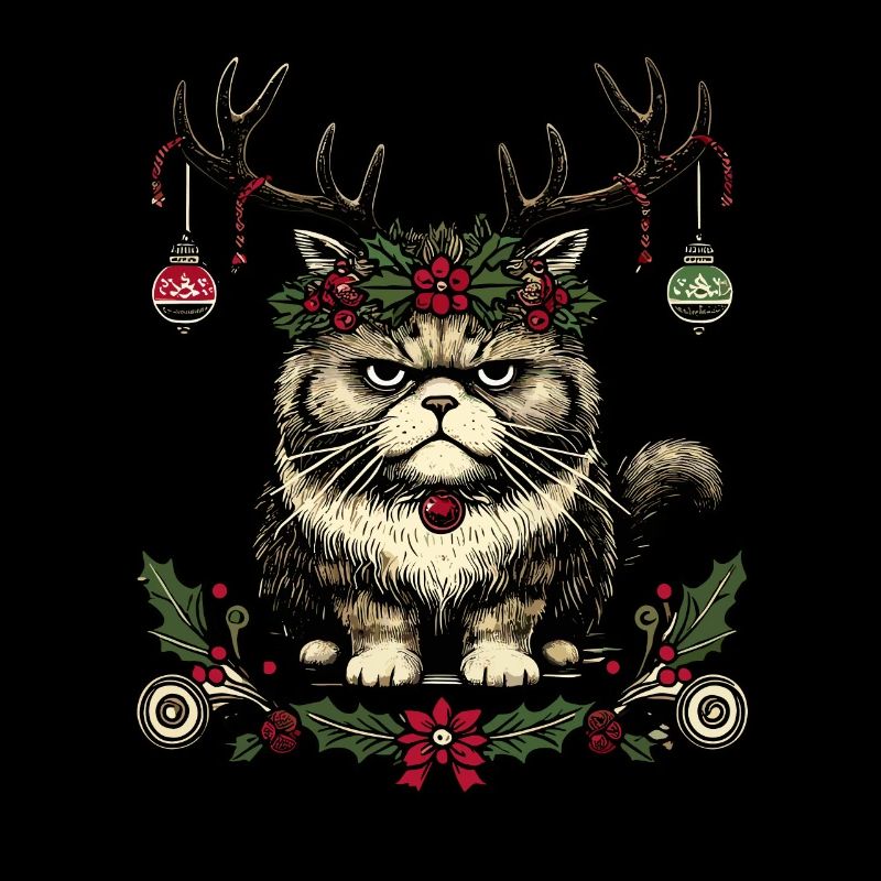Weihnachtliche Katze Mit Geweih