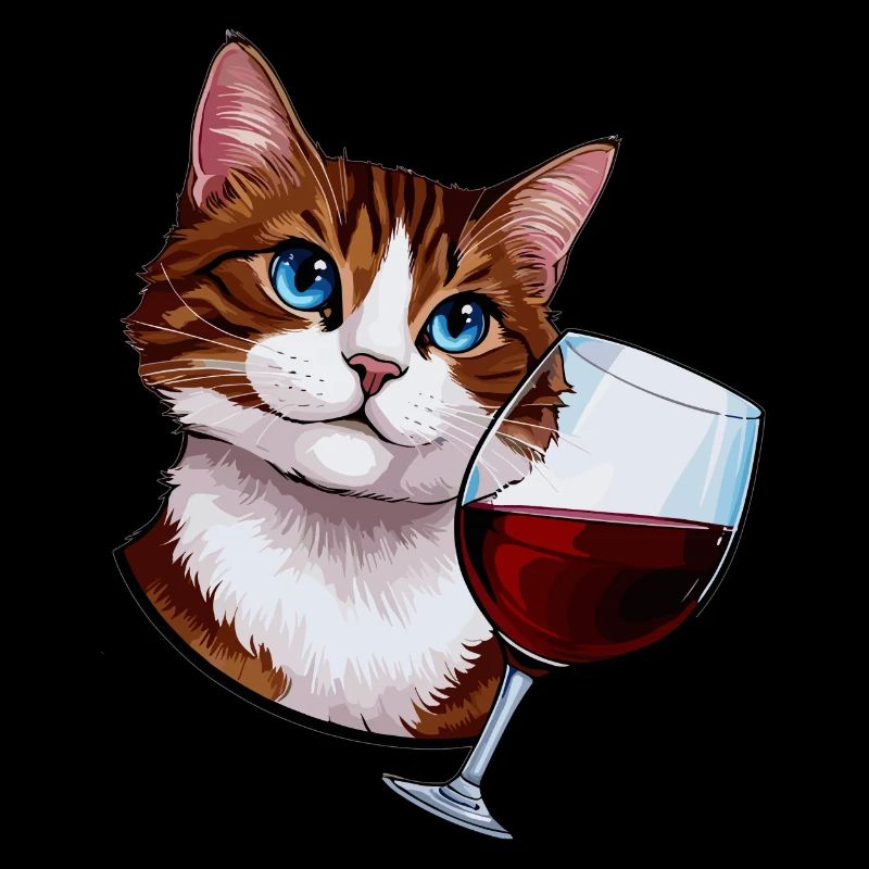 Katze mit Rotwein