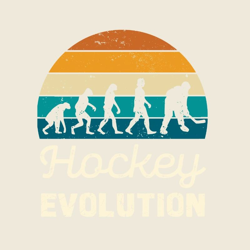 Hockey Evolution Retro Illustration