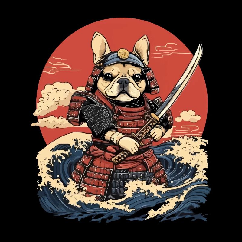 Bouledogue Français Samouraï Guerrier Vagues