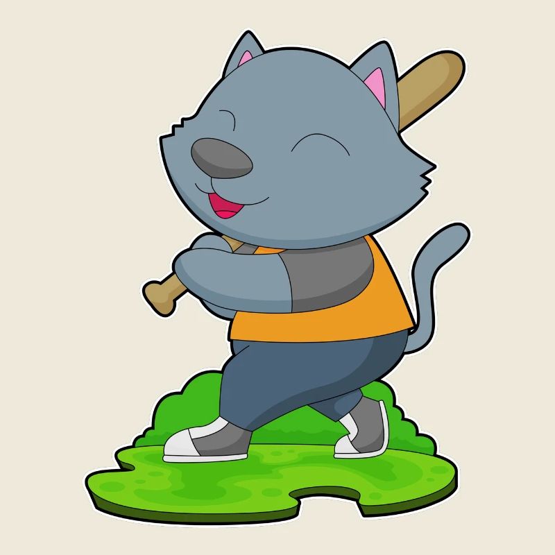 Katze Baseball Baseballschläger